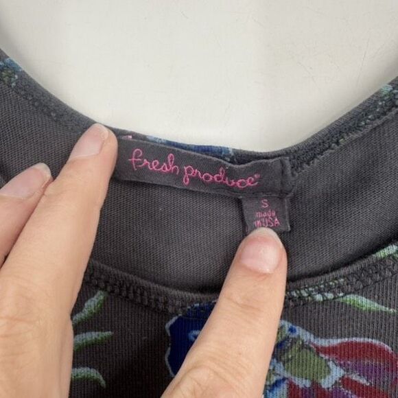 Fresh Produce Fish Print‎ Midi DRESS Small Gray Blue Coastal Tropical Resort - Picture 4 of 14